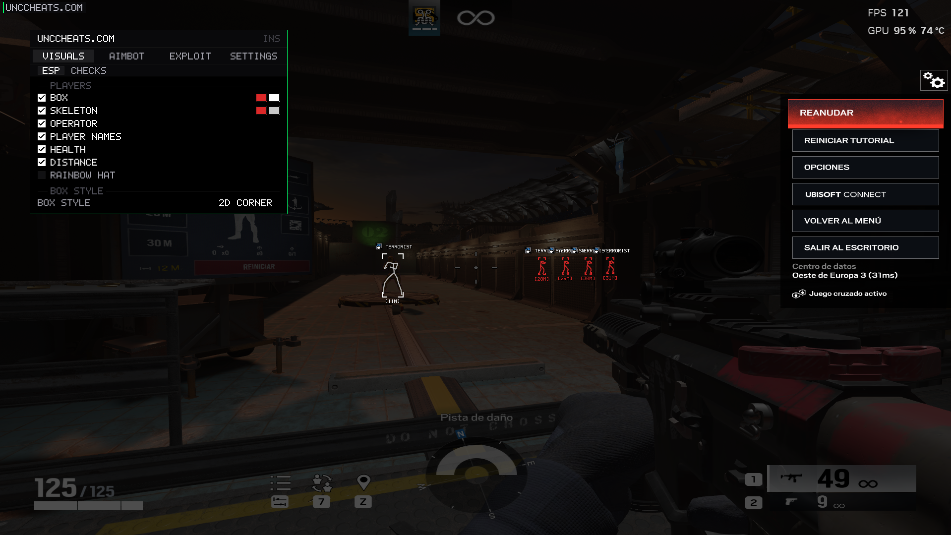 UNCcheats In-Game Menu